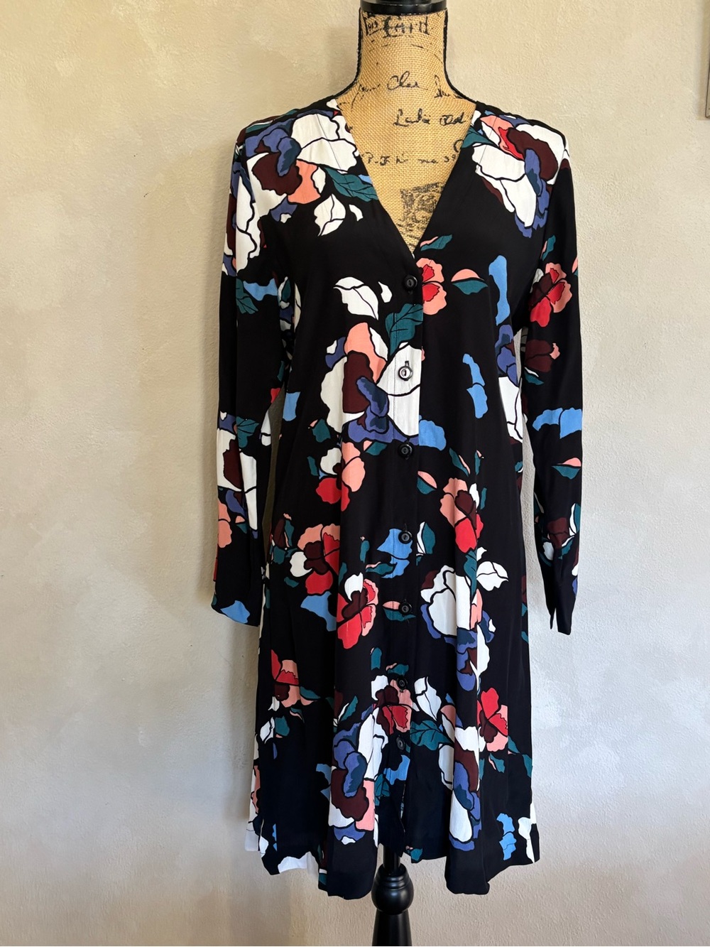 Cameo floral mini button front dress